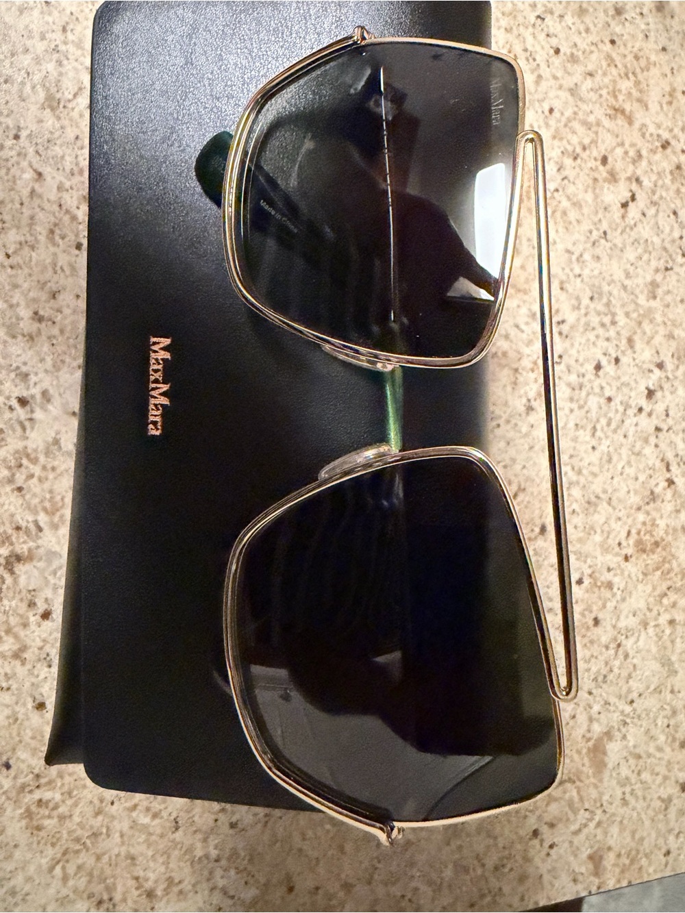 MaxMara Gold Frame Sunglasses with Black Lenses